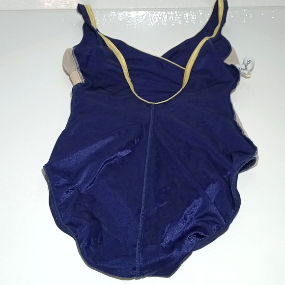Longitude One Piece Swimsuit Dark Blue & Yellow Swimwear for Women Size S. - Picture 13 of 15